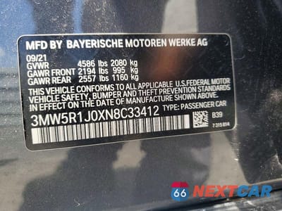 Zdjęcie 12 z 12 samochodu: 2022 BMW 330I VIN:3MW5R1J0XN8C33412 - miniatura
