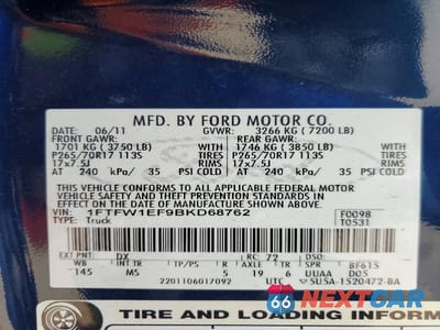Zdjęcie 12 z 12 samochodu: 2011 FORD F150 SUPERCREW VIN:1FTFW1EF9BKD68762 - miniatura