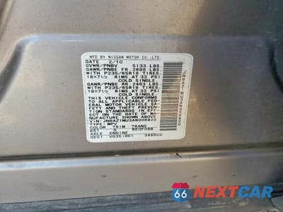 Zdjęcie 13 z 13 samochodu: 2010 NISSAN MURANO S VIN:JN8AZ1MU3AW008920 - miniatura