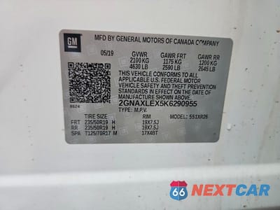 Zdjęcie 13 z 13 samochodu: 2019 CHEVROLET EQUINOX LT VIN:2GNAXLEX5K6290955 - miniatura