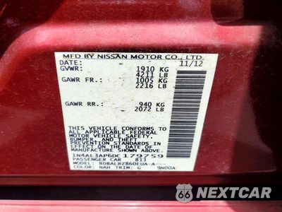 Zdjęcie 12 z 12 samochodu: 2013 NISSAN ALTIMA 2.5 VIN:1N4AL3AP6DC179759 - miniatura
