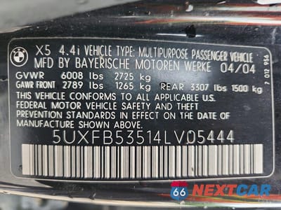 Zdjęcie 13 z 13 samochodu: 2004 BMW X5 4.4I VIN:5UXFB53514LV05444 - miniatura