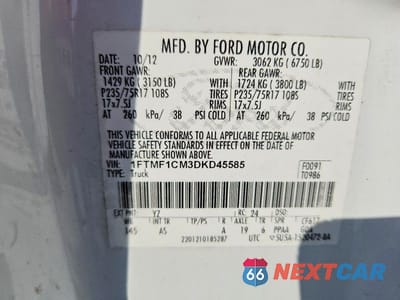 Zdjęcie 12 z 12 samochodu: 2013 FORD F150 VIN:1FTMF1CM3DKD45585 - miniatura