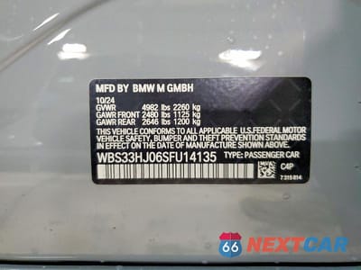Zdjęcie 12 z 12 samochodu: 2025 BMW M3 COMPETITION VIN:WBS33HJ06SFU14135 - miniatura