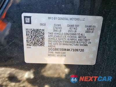 Zdjęcie 12 z 12 samochodu: 2019 CHEVROLET CRUZE LT VIN:1G1BE5SM4K7109720 - miniatura