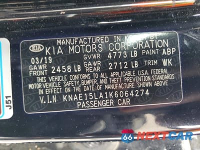 Zdjęcie 12 z 12 samochodu: 2019 KIA STINGER BASE VIN:KNAE15LA1K6064274 - miniatura