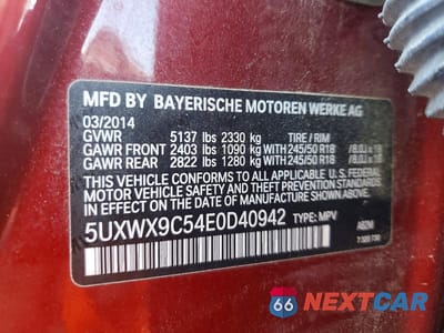 Zdjęcie 13 z 13 samochodu: 2014 BMW X3 XDRIVE28I VIN:5UXWX9C54E0D40942 - miniatura