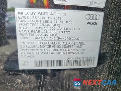 Zdjęcie 13 z 13 samochodu: 2009 AUDI Q7 3.6 QUATTRO VIN:WA1AY74L09D023501 - miniatura