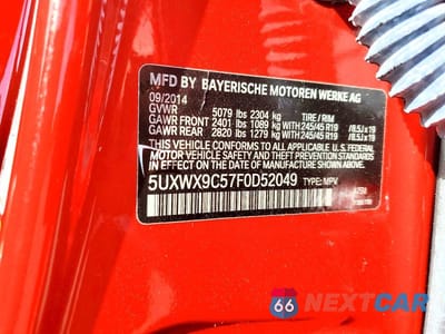 Zdjęcie 13 z 13 samochodu: 2015 BMW X3 XDRIVE28I VIN:5UXWX9C57F0D52049 - miniatura