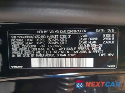 Zdjęcie 12 z 12 samochodu: 2016 VOLVO XC70 T5 PREMIER VIN:YV440MBK6G1252490 - miniatura