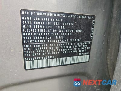 Zdjęcie 12 z 12 samochodu: 2020 VOLKSWAGEN TIGUAN SE, 4MOTION SEL VIN:3VV2B7AX7LM068581 - miniatura