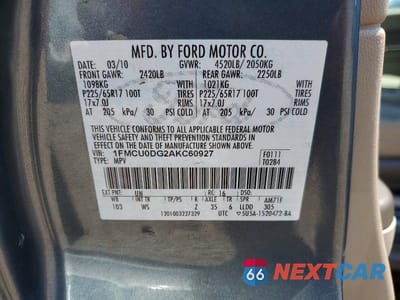 Zdjęcie 13 z 13 samochodu: 2010 FORD ESCAPE XLT VIN:1FMCU0DG2AKC60927 - miniatura