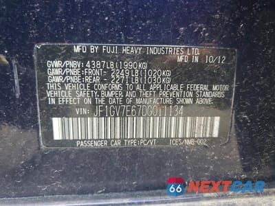 Zdjęcie 13 z 13 samochodu: 2013 SUBARU IMPREZA WRX VIN:JF1GV7E67DG011134 - miniatura