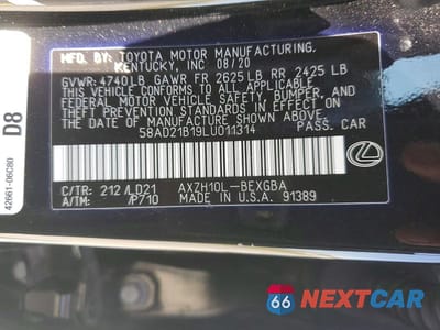 Zdjęcie 12 z 12 samochodu: 2020 LEXUS ES 300H VIN:58AD21B19LU011314 - miniatura