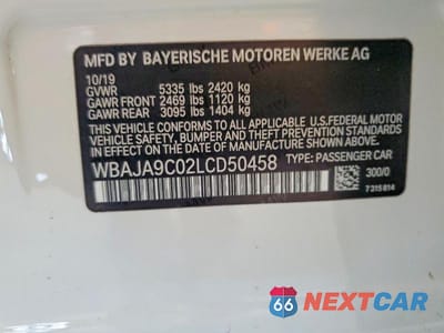 Zdjęcie 12 z 12 samochodu: 2020 BMW 530E VIN:WBAJA9C02LCD50458 - miniatura