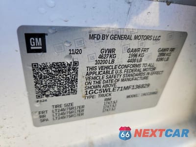 Zdjęcie 12 z 12 samochodu: 2021 CHEVROLET SILVERADO C2500 HEAVY DUTY VIN:1GC5WLE71MF136829 - miniatura