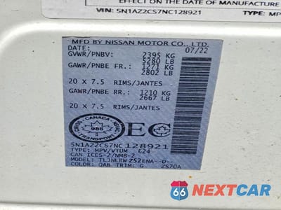 Zdjęcie 13 z 13 samochodu: 2022 NISSAN MURANO SL VIN:5N1AZ2CS7NC128921 - miniatura