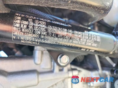 Zdjęcie 9 z 9 samochodu: 2019 SUZUKI SV650 A VIN:JS1VP55B0K7100497 - miniatura