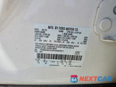 Zdjęcie 13 z 13 samochodu: 2023 FORD EXPLORER PLATINUM VIN:1FM5K8HC6PGA97571 - miniatura