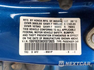 Zdjęcie 13 z 13 samochodu: 2013 HONDA CIVIC LX VIN:19XFB2E56DE073925 - miniatura