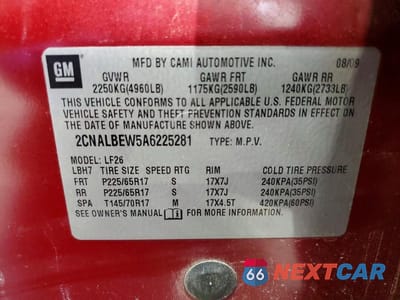 Zdjęcie 13 z 13 samochodu: 2010 CHEVROLET EQUINOX LS VIN:2CNALBEW5A6225281 - miniatura