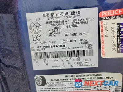 Zdjęcie 12 z 12 samochodu: 2010 FORD F150 SUPERCREW VIN:1FTFW1E88AFA53136 - miniatura