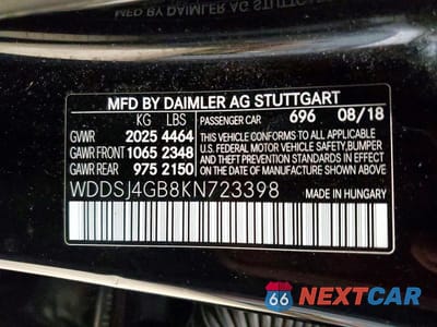 Zdjęcie 12 z 12 samochodu: 2019 MERCEDES-BENZ CLA 250 4MATIC VIN:WDDSJ4GB8KN723398 - miniatura