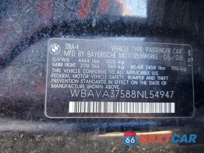 Zdjęcie 12 z 12 samochodu: 2008 BMW 328 I VIN:WBAVA37588NL54947 - miniatura