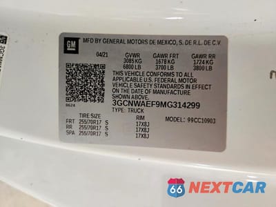 Zdjęcie 12 z 12 samochodu: 2021 CHEVROLET SILVERADO C1500 VIN:3GCNWAEF9MG314299 - miniatura