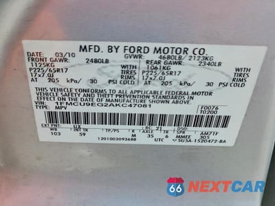 Zdjęcie 13 z 13 samochodu: 2010 FORD ESCAPE LIMITED VIN:1FMCU9EG2AKC47081 - miniatura