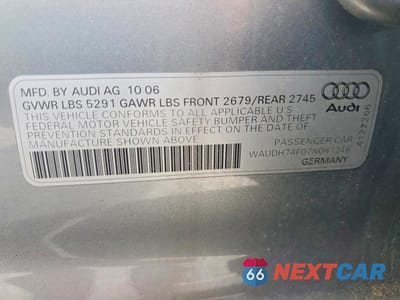 Zdjęcie 12 z 12 samochodu: 2007 AUDI A6 3.2 QUATTRO VIN:WAUDH74F07N061246 - miniatura