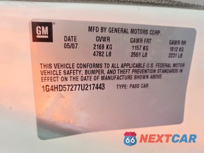 Zdjęcie 12 z 12 samochodu: 2007 BUICK LUCERNE CXL VIN:1G4HD57277U217443 - miniatura