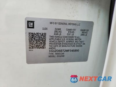 Zdjęcie 12 z 12 samochodu: 2021 CHEVROLET MALIBU LT VIN:1G1ZD5ST2MF045890 - miniatura