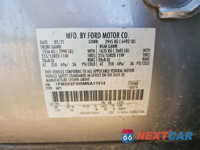 Zdjęcie 13 z 13 samochodu: 2021 FORD EXPLORER LIMITED VIN:1FM5K8FW9MNA11514 - miniatura
