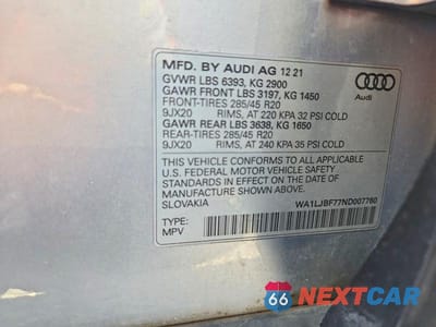 Zdjęcie 13 z 13 samochodu: 2022 AUDI Q7 PREMIUM PLUS VIN:WA1LJBF77ND007760 - miniatura