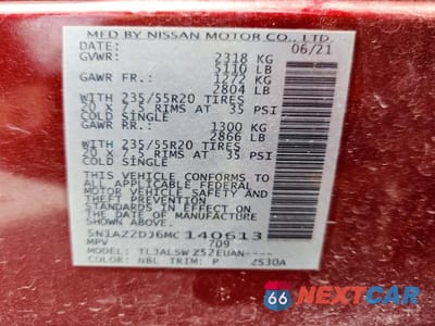 Zdjęcie 14 z 14 samochodu: 2021 NISSAN MURANO PLATINUM VIN:5N1AZ2DJ6MC140613 - miniatura