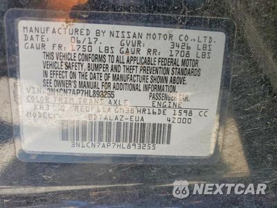 Zdjęcie 12 z 12 samochodu: 2017 NISSAN VERSA 1.6 S PLUS VIN:3N1CN7AP7HL893255 - miniatura