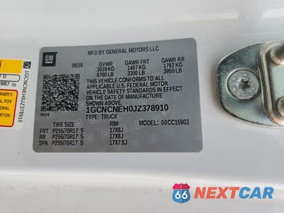 Zdjęcie 12 z 12 samochodu: 2018 CHEVROLET SILVERADO C1500 VIN:1GCNCNEH0JZ378910 - miniatura