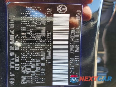 Zdjęcie 12 z 12 samochodu: 2025 TOYOTA CAMRY LE VIN:4T1DAACK3SU502297 - miniatura
