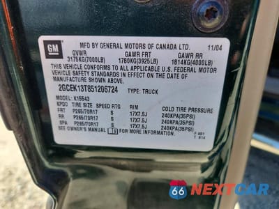 Zdjęcie 12 z 12 samochodu: 2005 CHEVROLET SILVERADO K1500 VIN:2GCEK13T851206724 - miniatura