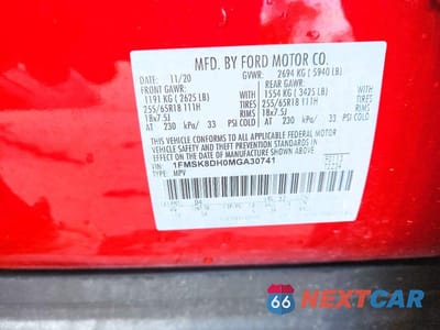 Zdjęcie 13 z 13 samochodu: 2021 FORD EXPLORER XLT VIN:1FMSK8DH0MGA30741 - miniatura