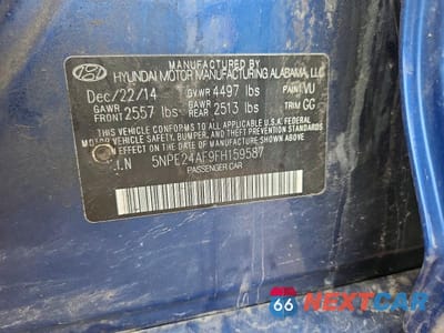 Zdjęcie 12 z 12 samochodu: 2015 HYUNDAI SONATA SE VIN:5NPE24AF9FH159587 - miniatura