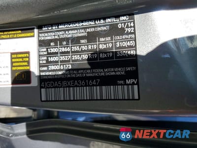 Zdjęcie 12 z 12 samochodu: 2014 MERCEDES-BENZ ML 350 VIN:4JGDA5JBXEA361647 - miniatura