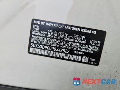 Zdjęcie 12 z 12 samochodu: 2024 BMW X3 XDRIVE30I VIN:5UX53DP00R9X42822 - miniatura