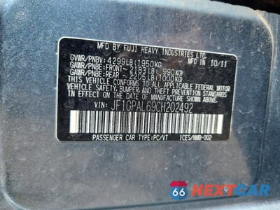 Zdjęcie 12 z 12 samochodu: 2012 SUBARU IMPREZA SPORT PREMIUM VIN:JF1GPAL69CH202492 - miniatura