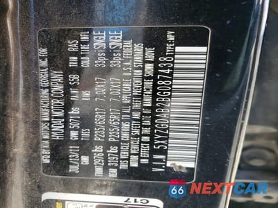 Zdjęcie 12 z 12 samochodu: 2011 HYUNDAI SANTA FE GLS VIN:5XYZGDAB2BG087438 - miniatura