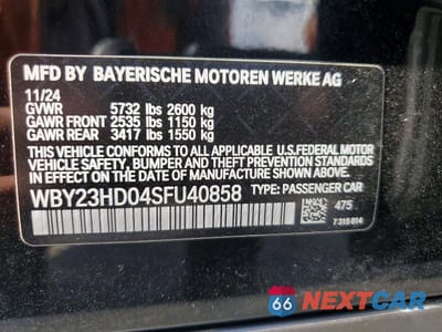 Zdjęcie 12 z 12 samochodu: 2025 BMW I4 EDRIVE 40 VIN:WBY23HD04SFU40858 - miniatura