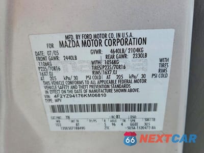 Zdjęcie 13 z 13 samochodu: 2006 MAZDA TRIBUTE S VIN:4F2YZ94176KM06810 - miniatura