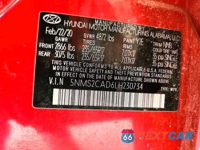 Zdjęcie 13 z 13 samochodu: 2020 HYUNDAI SANTA FE SE VIN:5NMS2CAD6LH230734 - miniatura