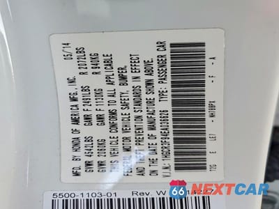 Zdjęcie 12 z 12 samochodu: 2014 HONDA ACCORD TOURING VIN:1HGCR3F94EA036626 - miniatura